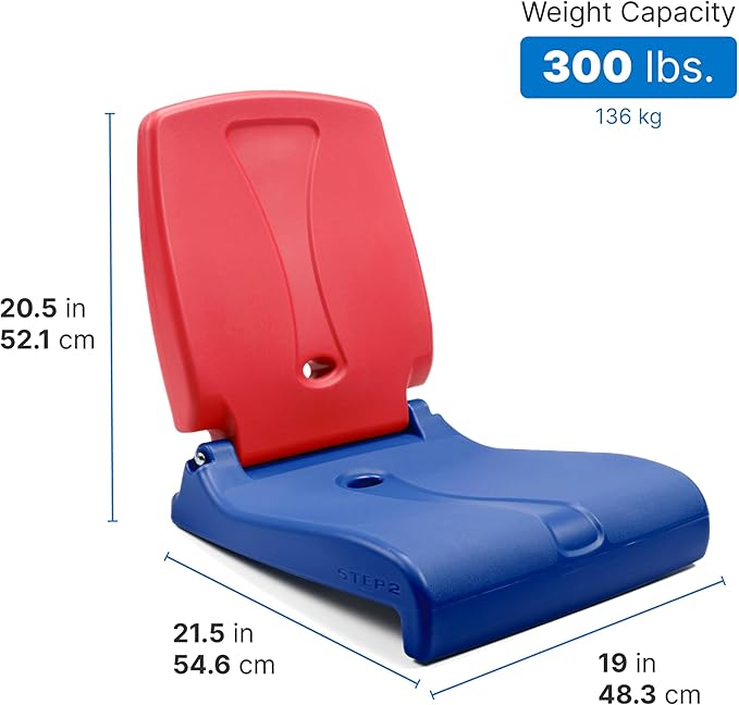 Step2 Folding Flip Seat Lightweight Portable Outdoor Chair for Poolside Camping Beach Boats Tailgates Durable Ground Chair with Back Support for Adults Red &amp Blue