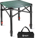 VILLEY Folding Camping Square Table with Carry Bag Lightweight Aluminum Adjustable Square Table for Outdoor Camping Picnic Backyards BBQ (L)