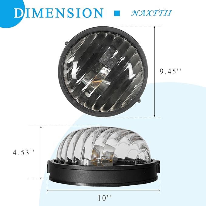 10 Inch Bulkhead Light Aluminum Sauna Light with Thickened Clear Glass Waterproof Outdoor Bulkhead Wall Light for Porch Basement Balcony E26 Socket 2-Pack