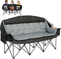 3 Person Camping Chair for Adults Folding Double Camping Chair Oversized Heavy Duty Camping Loveseat with Cup Holders &amp Carry Bag Portable Outdoor Lawn Chair for Camping Beach Backyard Black &a