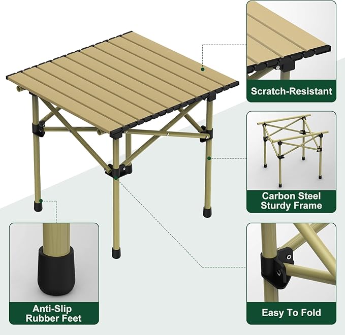 Portable Camping Table Camping Table Foldable with Carrying Bag Ultralight Carbon Steel Beach Table Indoor Outdoor for Camping Picnic BBQ Beach Party Patio Fishing Carbon Steel