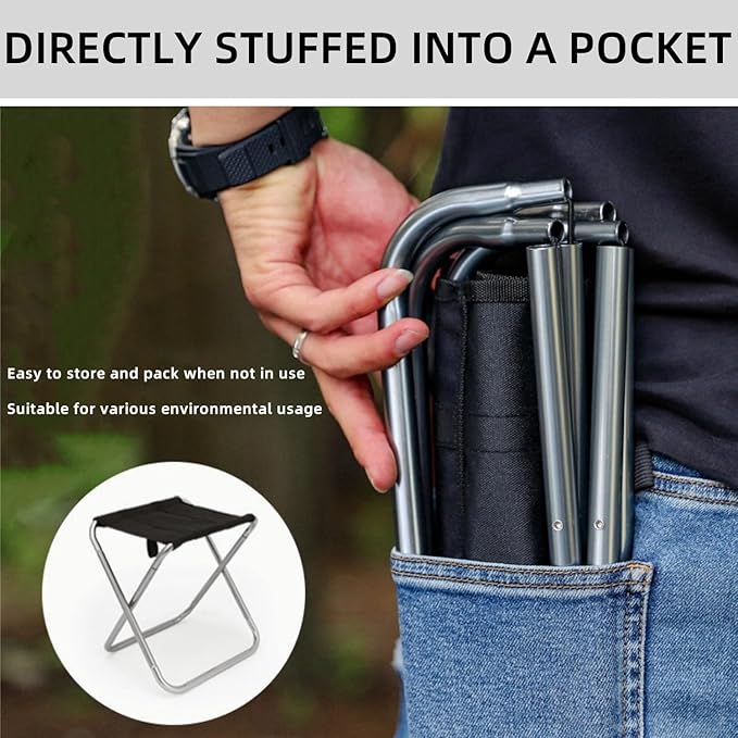 YWHWXB Portable Mini Folding StoolMini Folding Camping Stool with Carry BagSmall Lightweight Camp ChairCompact Collapsible Travel Footstool for Fishing HikingOutdoor Beach Backyard LawnPicnic
