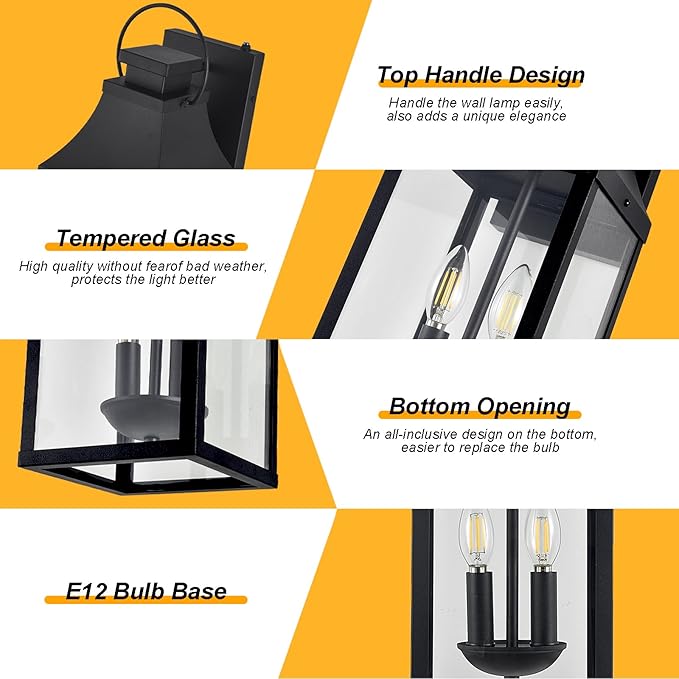 20 Dusk to Dawn Outdoor Wall Light Large Outdoor Wall Lights Exterior 2-Light Wall Sconce for House Garage Front Door