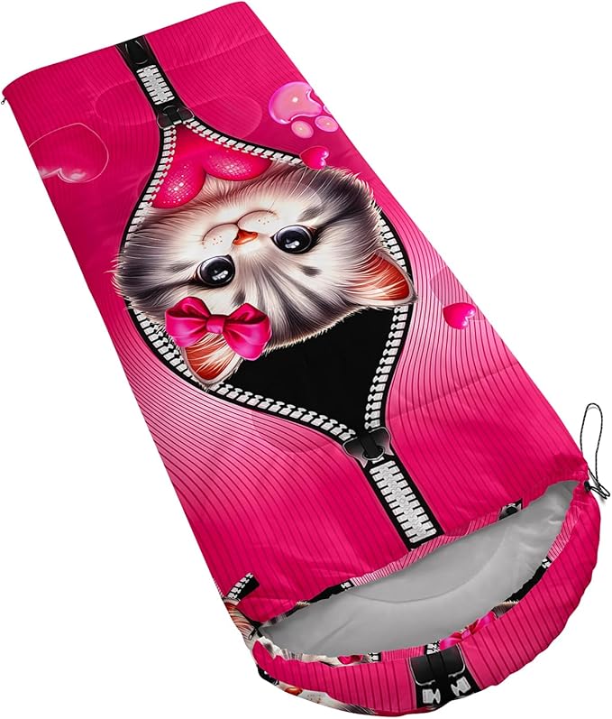 AILONEN Kawaii Panda Sleeping BagsLightweight &amp Waterproof3 Season Warm &amp Cool WeatherDreamy Purple Flower Animal Themed Sleeping Bags for BoysGirlsKidsAdults TravellingOutdoors