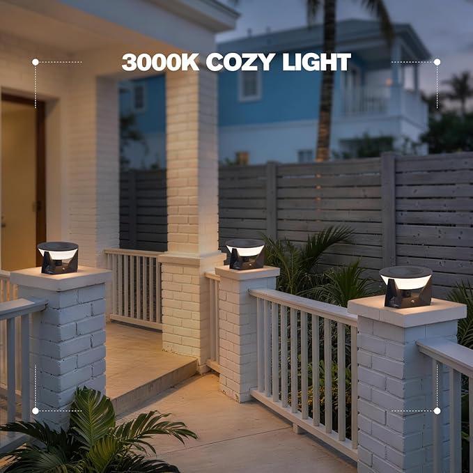Solar Post Lights Outdoor 7.1 Solar Lamp Post Light IP54 Waterproof Outdoor Pillar Lights 3000K Column Lighting Dusk to Dawn Modern Pillar Light for Column Patio Deck Yard Garden Fence