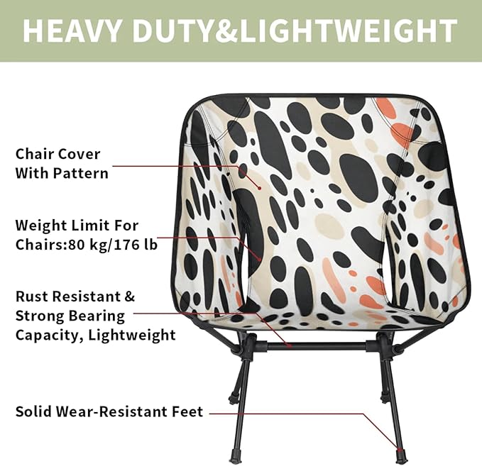 Honeybaby Folding Camping Chair Watercolor Cow Print Camping Chairs Lightweight Portable Chair Outdoor Foldable Chairs for Camping Travel Picnic Beach Hiking