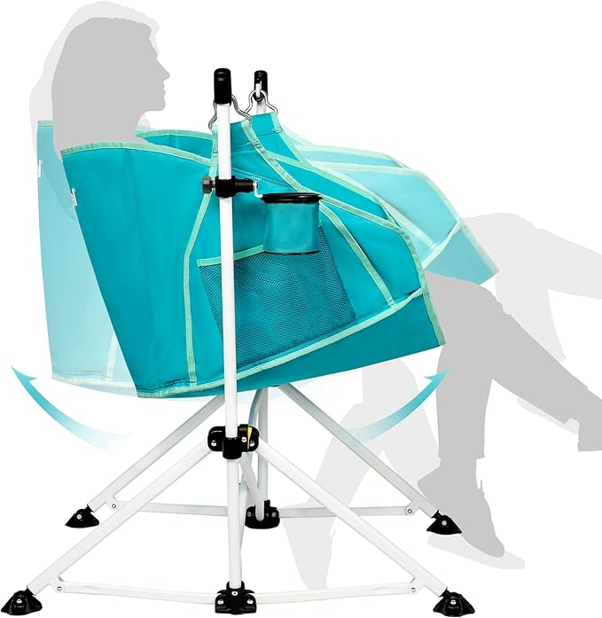 Portal Hammock Camping Chair Folding Rocking Chair Portable Swinging Chair with Cup Holder for Outdoor Lawn Backyard Patio Car Camp Sports ConcertsSupport 350 lbs Blue