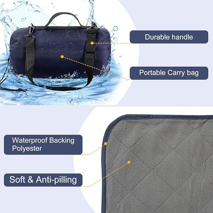 Tranqun 4 Pcs Large Outdoor Blanket 78'' x 55'' Quilted Windproof Waterproof Fleece Sandproof Stadium Foldable Warm Blanket for Camping Picnic Sporting Events Cold Weather (Classic Color)