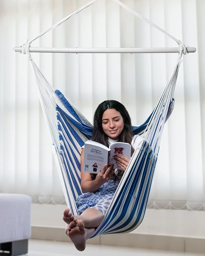 ADVOKAIR Hammock Chair Large 70.9x47.2 32% Bigger XXL Hanging Swing Chair with 500lbs Capacity Heavy Duty Steel Spreader Bar Extra Roomy Comfort for Adult Indoor Outdoor Bedroom Patio