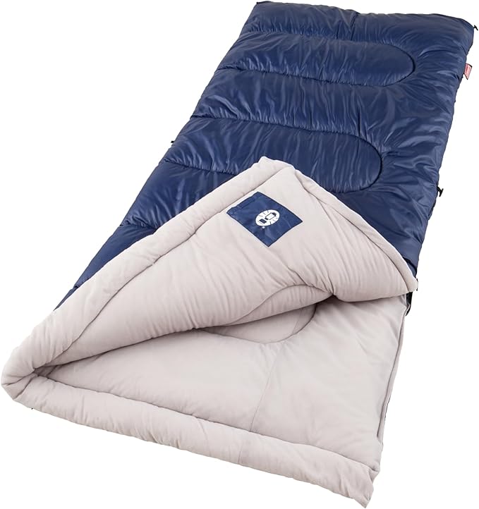 Coleman Brazos 20/30°F Adult Cool-Weather Sleeping Bag with No-Snag Zipper &amp Stuff Sack Machine Washable Great for Camping Traveling Guests &amp More