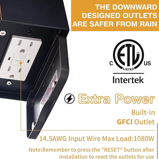 Porch Lights with GFCI Outlet Dusk to Dawn Outdoor Lights with Outlet 3 Lighting Modes Exterior Light Fixture Waterproof Outside Lights for House Front Door Patio Garage