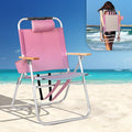 VINGLI Aluminum Backpack Beach Chair – Tall Beach Chairs for Adults Portable with Adjustable Straps 3-Position Reclining Cup Holder High Lightweight Beach Chairs for Beach (Pink 17 High)