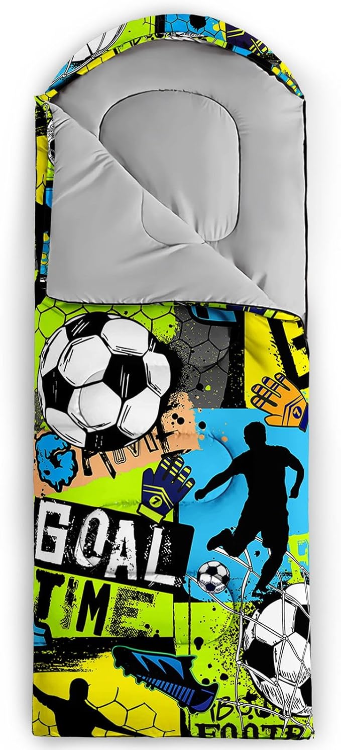 Kids Sleeping Bag for Boys GirlsCartoon Dinosaur Print-Lightweight Warm Portable Outdoor Indoor-Waterproof Cold Weather Resistant Sleeping Bag for Camping Hiking
