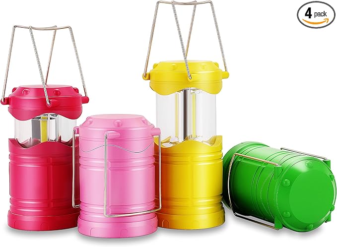 Lichamp LED Camping Lantern 4 Pack Battery Powered Flashlight for Power Outages Portable Collapsible Hanging Light Essential for Home Outdoor Emergency Lamp Survival Kit Gear for Hurricane C1