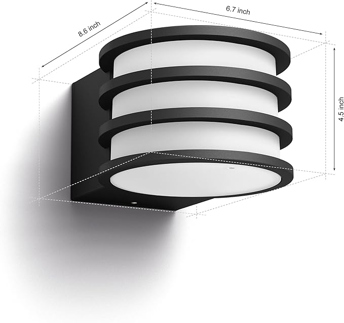 Philips Hue Lucca Outdoor Smart Wall Light Black - E26 White and Color Ambiance LED Color-Changing Bulbs - 2 Pack - Requires Hue Bridge - Control with Hue App and Voice - Weatherproof