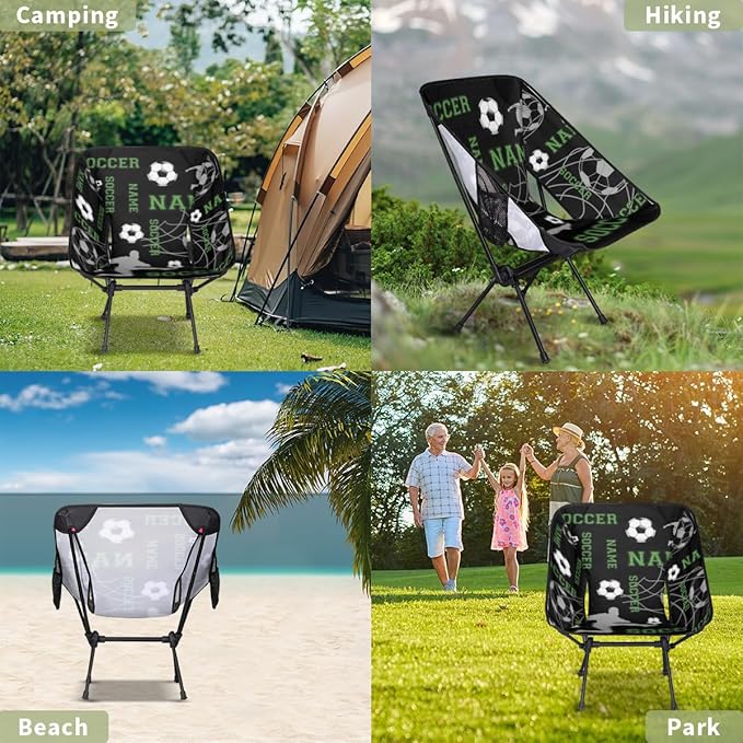 Custom Camping Chair Personalized Portable Backpacking Chair with Name Lightweight Folding Chair for Beach Hiking Soccer