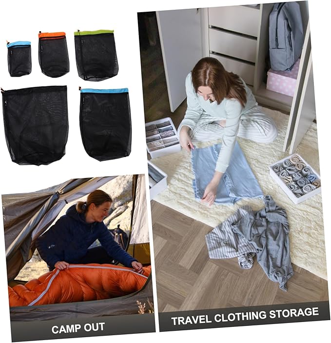 Yardwe 1 Set Reusable Polyester Mesh Storage Sack for Camping and Outdoor Gear Drawstring Bags Durable Space Saving Compression