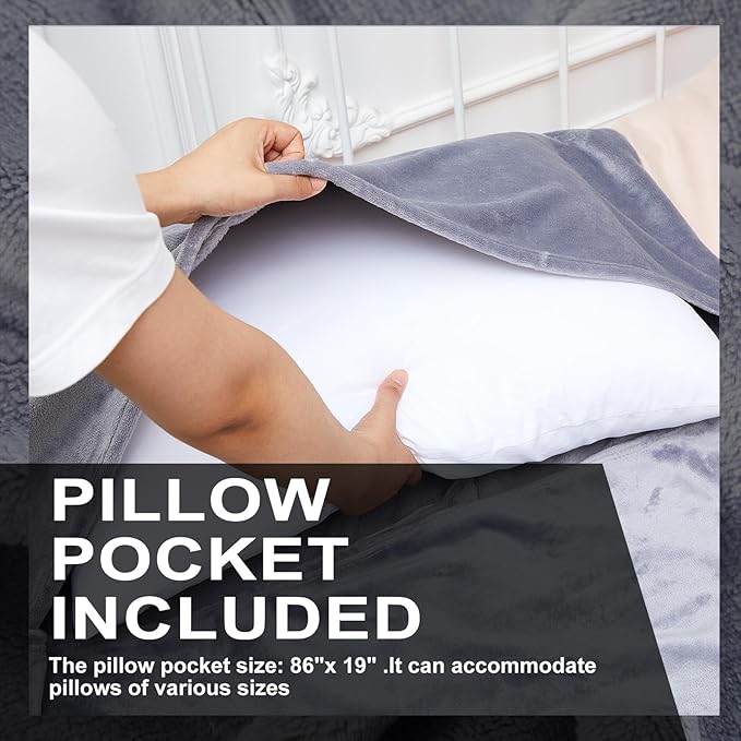 2 Pcs Sleeping Bag Liner for Adult 86 x 41 Inch Grey Flannel Fluffy Sheet &amp Camping Sheet for Autumn Winter Warm Thick Sheets for Backpacking Hotel Traveling Sleeping Bag with Zipper