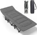 ATORPOK Camping Cot for Adults with Cushion and Pillow Portable Folding Bed for Sleeping Lightweight Tent cot with Carry Bag Supports 450 lbs (Grey)