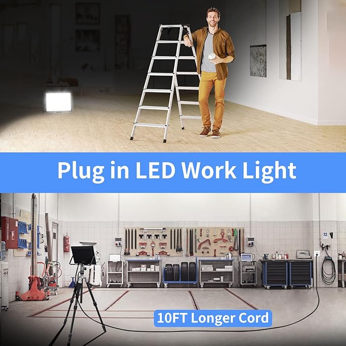 200W LED Flood Light Outdoor with Plug+10ft Wire 24000Lm Super Brighter Security Light IP66 Waterproof LED Worklight 5000K Daylight White Exterior Floodlight for Yard Garden Garage Stadium(2 Pack)
