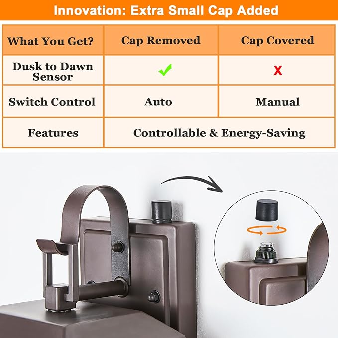 Dusk to Dawn Outdoor Wall Light Fixture Sensor Exterior Wall Sconces Brown Outside Wall Lamp for House Porch Light with Seeded Glass IP65 Waterproof Outdoor Garage Light Wall Mount E26 2-Pack
