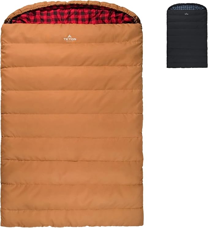 Teton Mammoth Queen Size Double Sleeping Bag- A Warm Bag The Whole Family can Enjoy – Great for Camping Hunting and Base Camp. Compression Sack Included