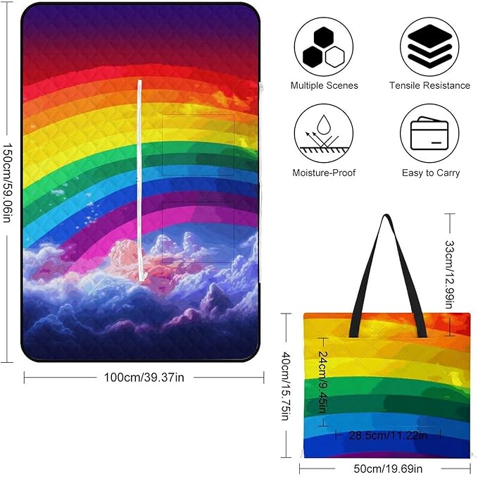 Zipper Rainbow Style Picnic Mat Suitable for Travel Camping Park Or Home Use