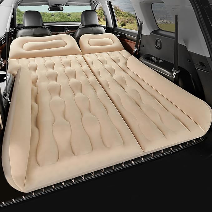 Ergocar Inflatable Mattress Car Travel Camping Waterproof Air Lounger Car Universal Built-in Pillow with Charging Pump for Camping Hiking Swimming Pool Beach Travel Indoor