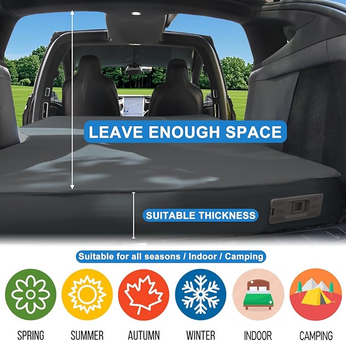 Customized for Tesla Model X Mattress Foam Self-Inflating Portable Camping Mattress Comfortable Car Sleeping Mat with Wireless Charging Air Pump Tesla Model X Accessories 2026-2020