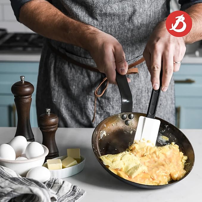 de Buyer MINERAL B Carbon Steel Omelette Pan - 11” Diameter 8.3” Cooking Surface - Naturally Non-Stick Finish - Made in France
