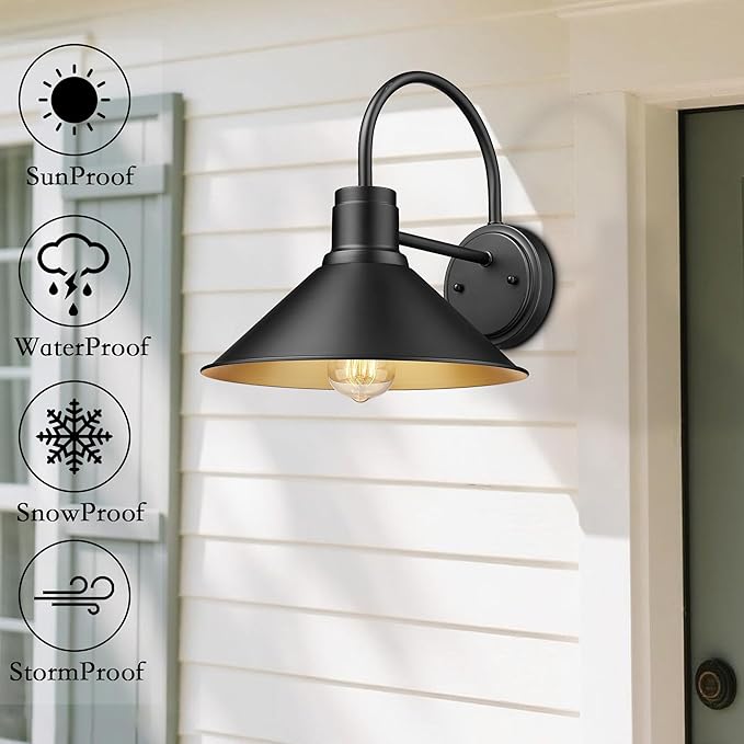 Exterior Barn Light Outdoor Wall Mount Light for House Front Porch Wall Lighting Fixture Farmhouse Outdoor Sconce Light (Black 3 Pack)