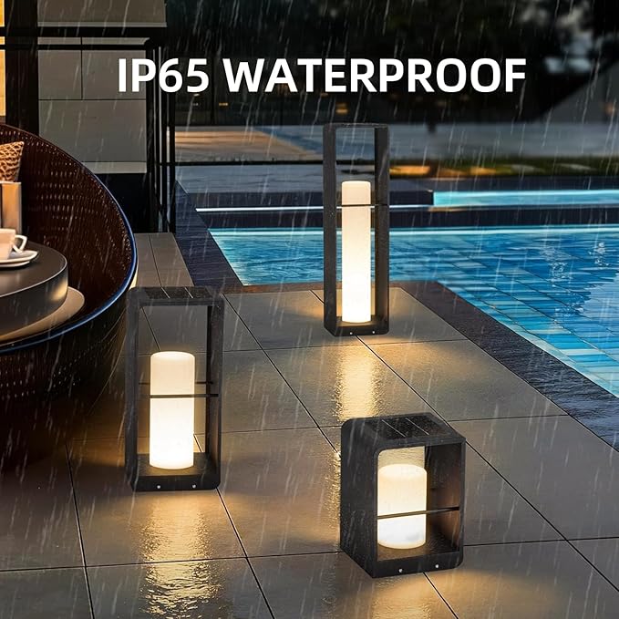 Outdoor Lights for Patio IP65 Solar Lanterns Outdoor Waterproof Dusk to Dawn Floor Lamp with 3000K LED Solar Powered Landscape Lighting for Garden Yard Deck Backyard Porch and Path