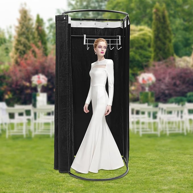 Portable Fitting Room Changing Booth 78.7 High Privacy Pop-Up Tent with Curtain 66lbs Capacity for Retail Events Beach Camping Photography Studio (Black)