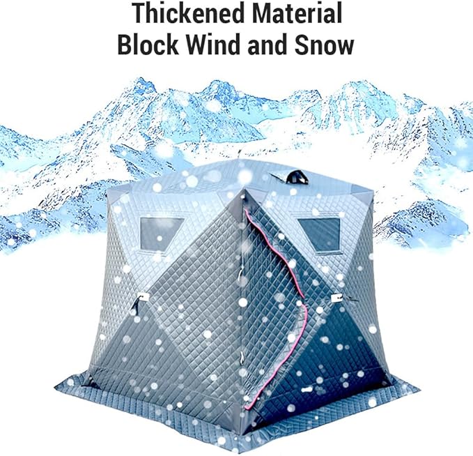 GOTOTOP Outdoor Ice Fishing Tent Insulated Windproof Design for 5-8 People Quick Setup for Winter Fishing and Camping