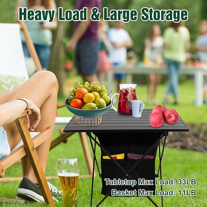Portable Camping Table Camping Table Foldable with Basket Storage and Carrying Bag Ultralight Aluminum Alloy Beach Table for Camping Picnic BBQ Beach Party