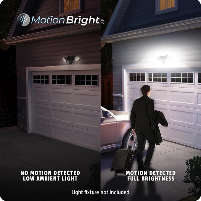 Globe Electric 240° Motion Sensor Replacement MotionBright 2-Level Lighting Adjustable SENS Dial Manual Mode Black Finish Outdoor Security Light 17000184