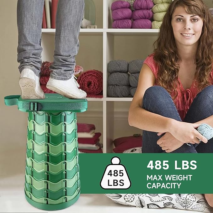 Collapsible Stool Chair with Padded Cushion Seat Easy Carry Portable Folding Stool for Adults Quick-Fold Heavy-Duty Stool with Carry Bag for Camping Fishing Beach