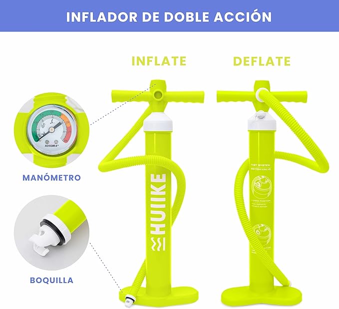HUIIKE Paddle Board Pump Manual with Double Action Sup Hand Pump of 15 PSI Stable Handpump for Paddleboarding Paddleboard Handpump | Paddle Board Accessories for Inflatable Stand Up Paddleboard