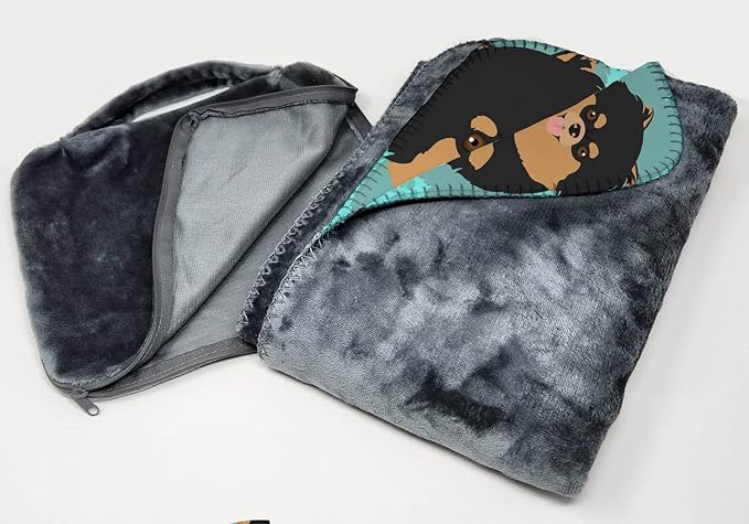 Caroline's Treasures MLM1040TBLT Black and Tan Pomeranian Soft Travel Blanket with Bag Airplane Blanket Indoor Outdoor Camping Blanket for Traveling Picnics Beach Trips Concerts