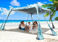 Beach Tent Sun Shelter 10x10ft Beach Canopy Easy Pop Up Sun Shade Portable UPF50+ with 8 Sandbags-2 Sand Shovel-4 Aluminum Poles-Ground Pegs for Outdoor Family Camping Fishing Backyard Picnic