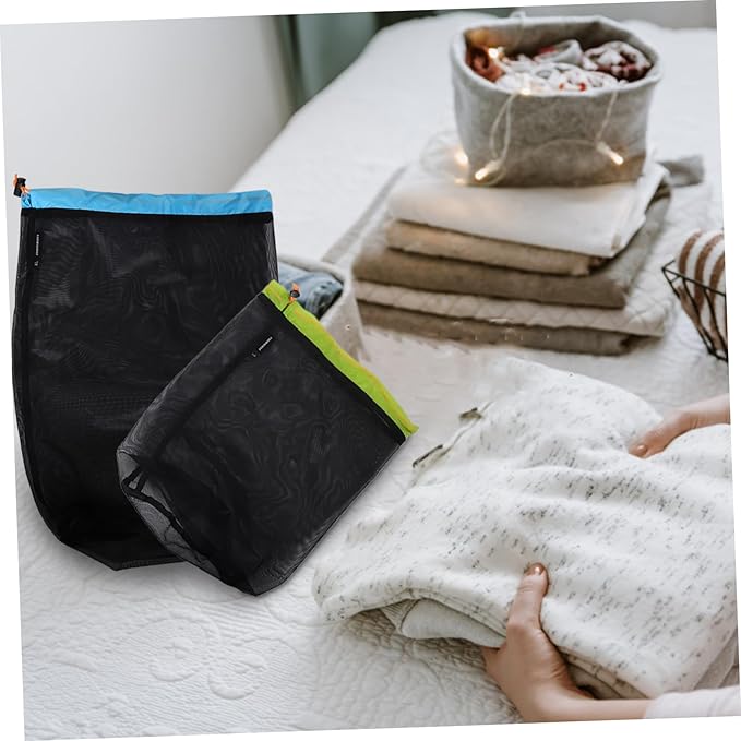 1 Set Compression Mesh Storage Sack Outdoor Travel Drawstring Bags for Camping Gear Clothes and Sleeping Bags Reusable Polyester Material Efficient Space Utilization