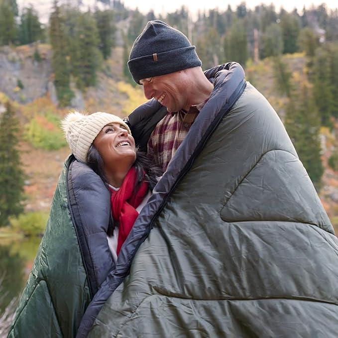 Teton Mammoth Queen Size Double Sleeping Bag- A Warm Bag The Whole Family can Enjoy – Great for Camping Hunting and Base Camp. Compression Sack Included