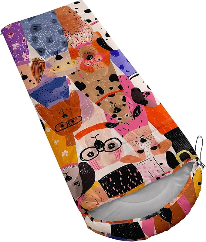 AILONEN Cartoon Camping Sleeping Bag for Boys Girls AdultsLightweight &amp Waterproof3 Season Warm &amp Cold WeatherPortablePrinted Sleeping BagTravelingCampingHiking