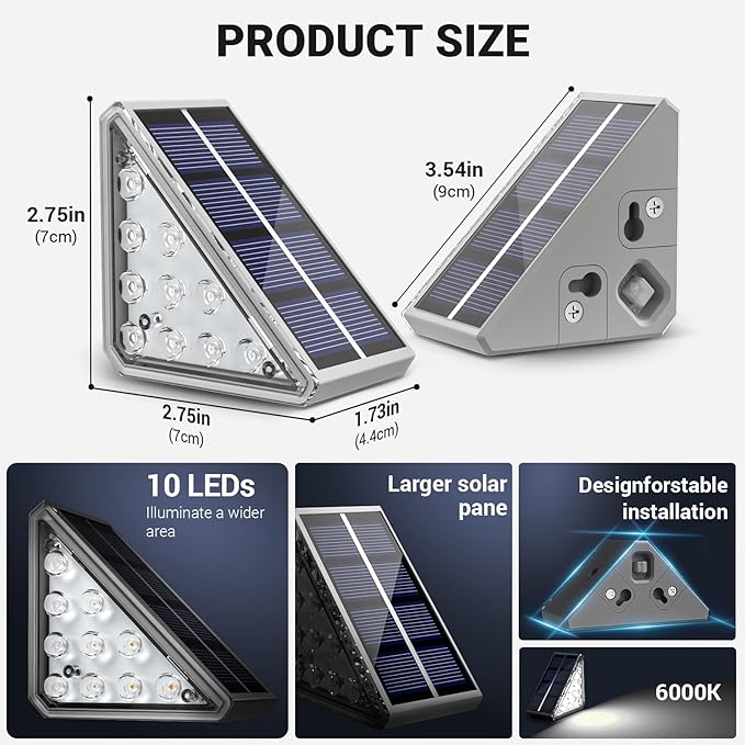 NIORSUN Solar Step Lights for Outside6 Pack Solar Stair Lights Outdoor Waterproof IP67 Auto On OffSolar Lights for StepsStairPatioYardPorchFront DoorSidewalkDeck DecorCool White