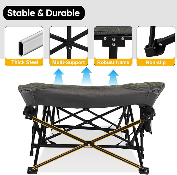 Northroad Camping Cot for Adults with Cushion and Pillow Portable Folding Bed for Sleeping Lightweight Tent cot with Carry Bag Supports 450 lbs (Green)