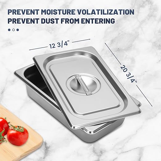 6 Pack Full Size Steam Table Pan Cover Lid with Handle NSF Hotel Pan Cover Catering Food Pan Covers