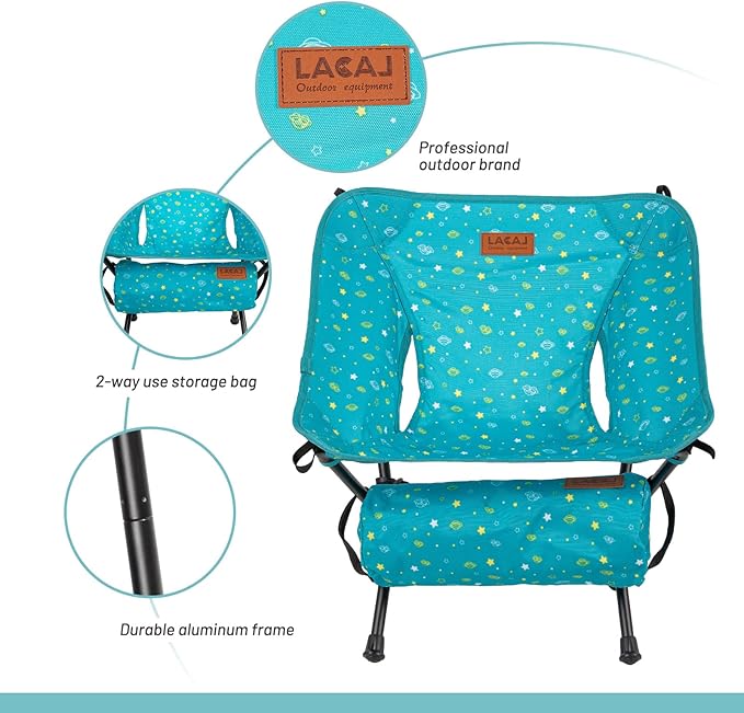 LACAL Protable Lightweight Chair for Youth Compact Folding Size 12.6“×4.3 Only Weights 1.6lbs 600D Oxford Fabric Durable Aluminum Alloy Frame Easy to Storage &amp Carry(Green)