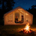 Inflatable Camping Tent with Canopy 4-6 Person 4 Season Air Tent 5 Min Quick Setup Waterproof Windproof with 420D Oxford 2 Mesh Doors &amp 4 Windows Clear Skylight for Family Camping