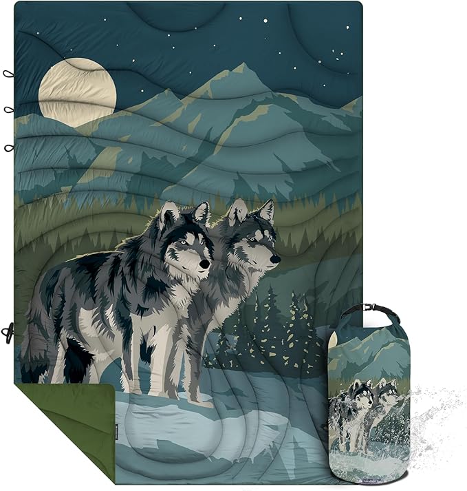 Camping Blanket Puffy - Outdoor Stadium Blanket Wearable Lightweight Packable Machine Washable Camping Quilt for Traveling Picnic Beach Party