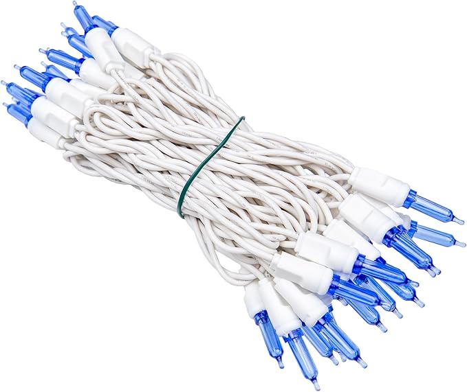 Novelty Lights Vintage Style T5 Blue LED Christmas Lights 11.5 Feet White Wire String of 35 Mini Bulbs UL Listed Indoor/Outdoor Tree Lighting